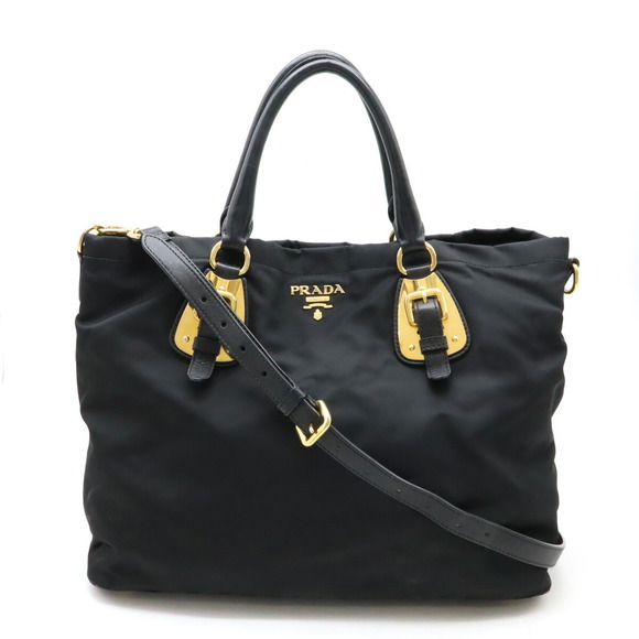Prada Leather Nylon Shoulder Bag Black - Picture 1 of 8